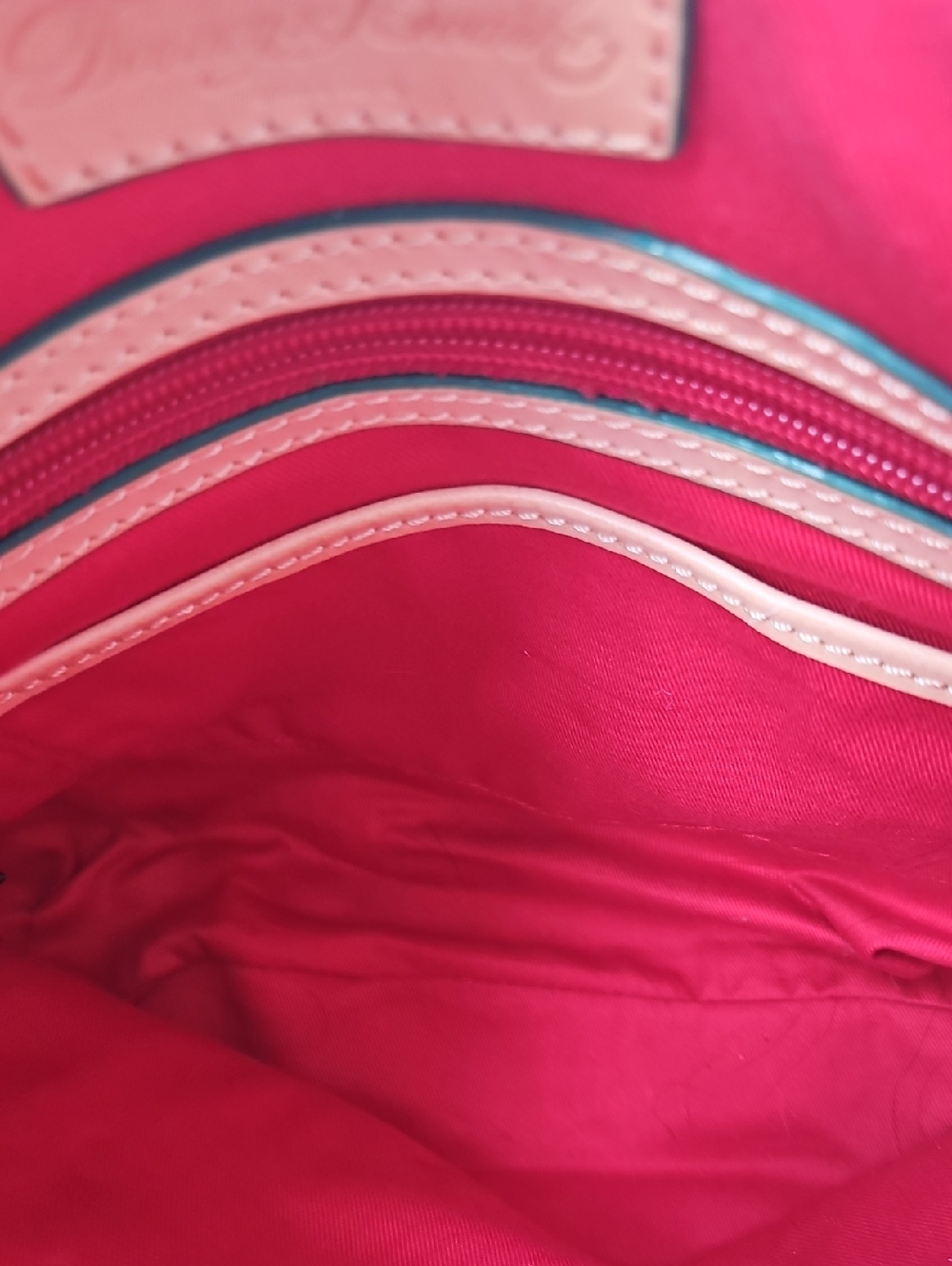 Green Chevron Crossbody Bag with Red Interior DOONEY AND Burke - Picture 3 of 5